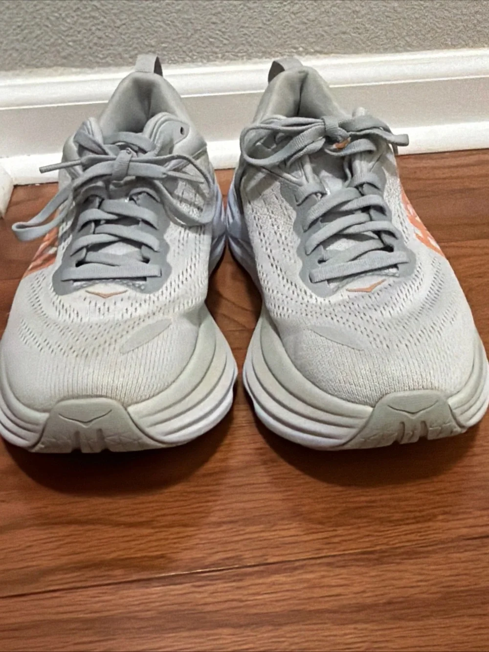 Hoka One One Bondi 8B 1127952-HMLR US 8B Running Shoes Gray Mesh Sneakers